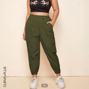 Plus Solid Flap Pocket Cargo Pants